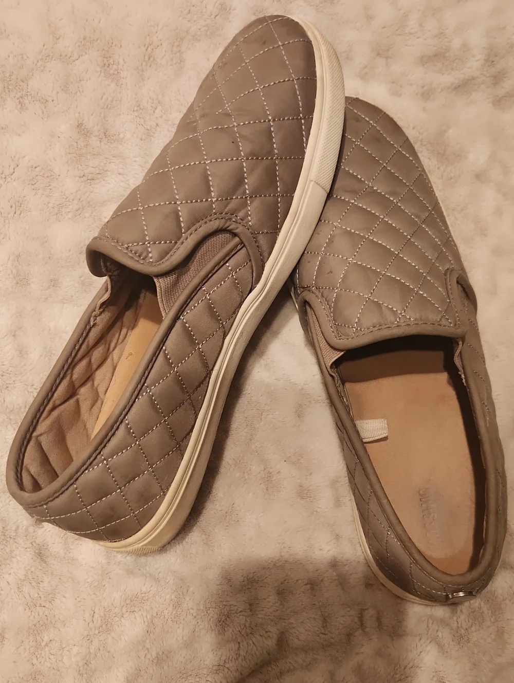Quilted Slip-On Women's Casual Sneakers - Taupe/Beige Size 9